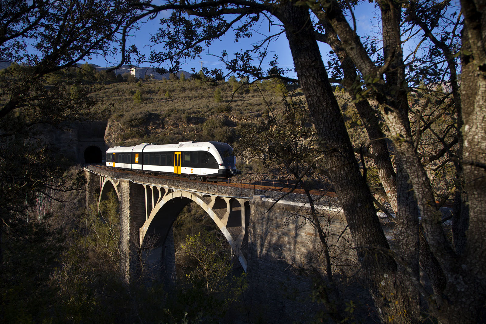 El tren panoràmic sobre un pont / El tren panorámico sobre un puente